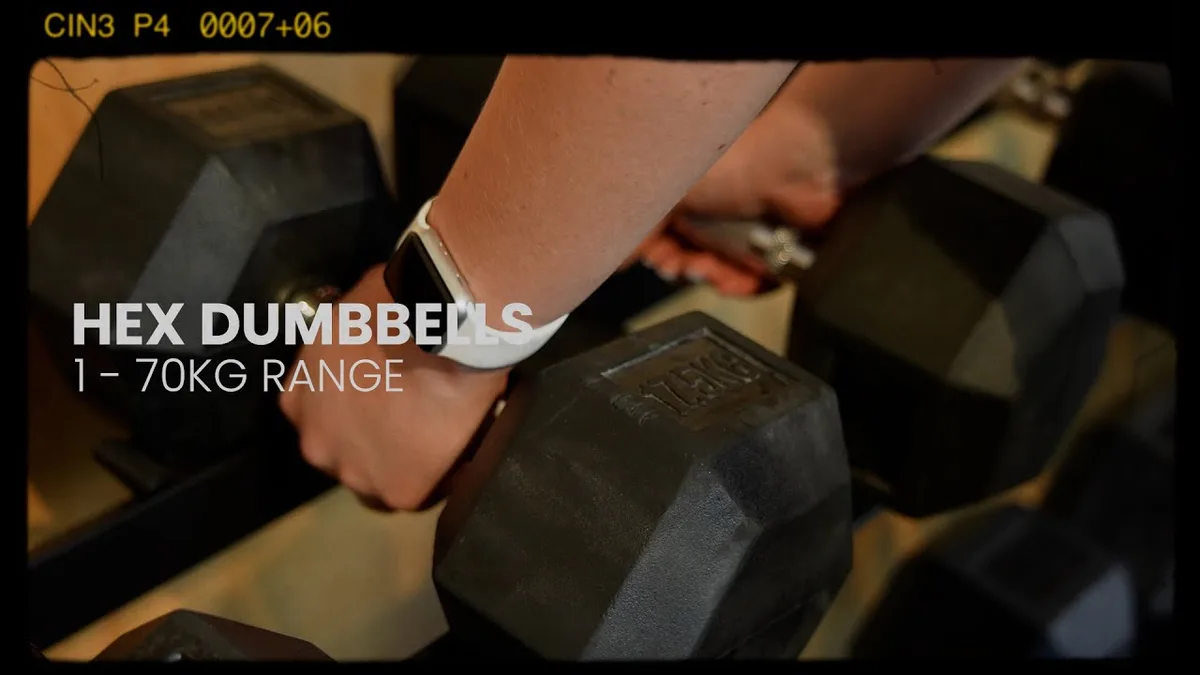 flat hex dumbbell on floor